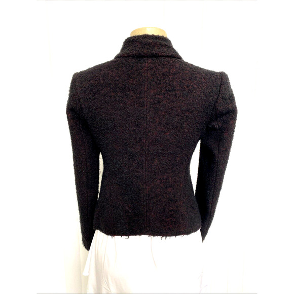 Isabel Marant Boucle Knit Moto Jacket Blazer Burgundy Black Zip Front Wo… - Picture 3 of 8